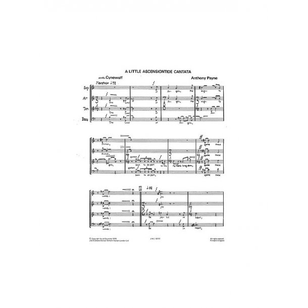 Anthony Payne: Little Ascensiontide Cantata for SATB Chorus