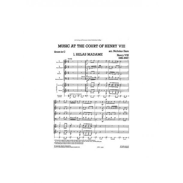Mixed Bag No.11: Nicholas Hare - Music At The Court Of Henry VIII (Score/Parts)
