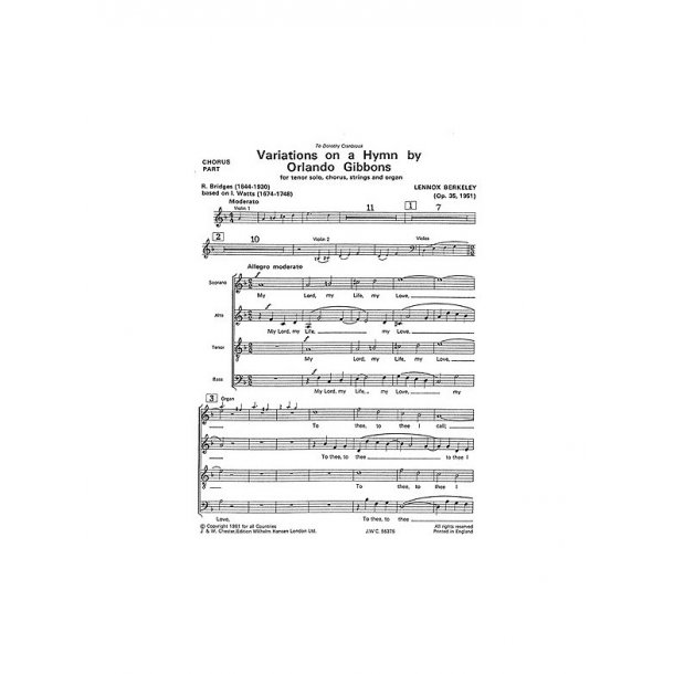 Lennox Berkeley: Variations On A Hymn By Gibbons Op.35 (Chorus Part)