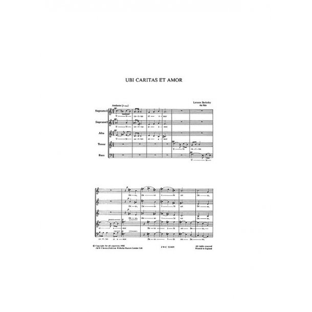 Lennox Berkeley: Ubi Caritas Et Amor Op.96 No.2