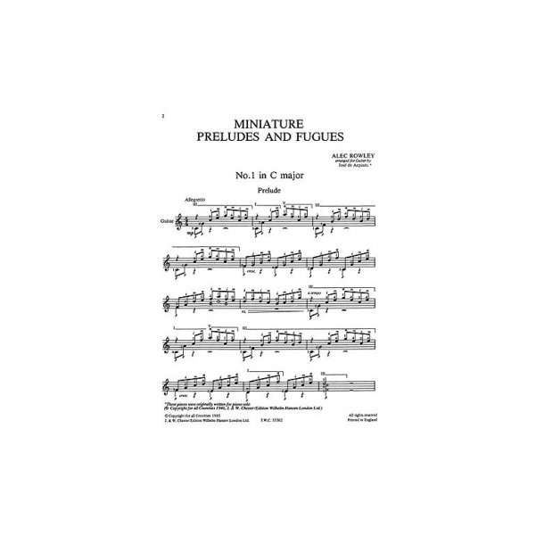 Rowley: 5 Miniature Preludes And Fugues for Guitar