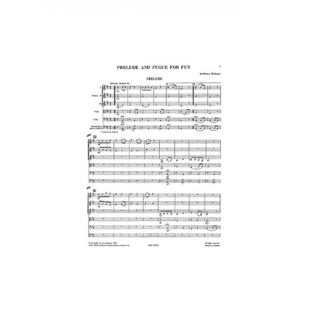 Playstrings Moderately Easy No. 8 Prelude And Fugue For Fun (Hedges)