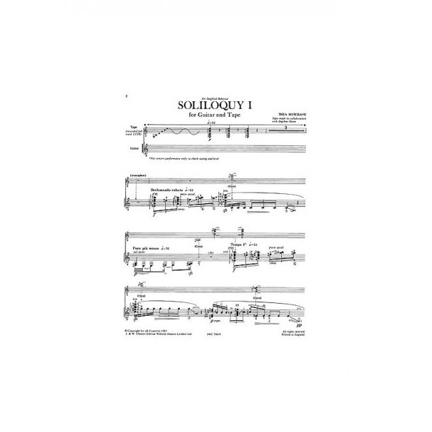 Thea Musgrave: Soliloquy I Gtr/cass Gtr Part