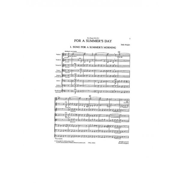 Playstrings Easy No. 11 For A Summer?s Day (Knight)