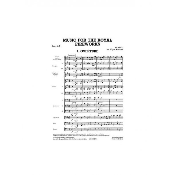 G.F. Handel: Music For The Royal Fireworks (Brass Ensemble Score)
