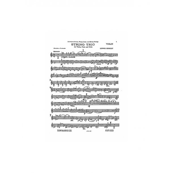 Lennox Berkeley: String Trio Op. 19 (Parts)