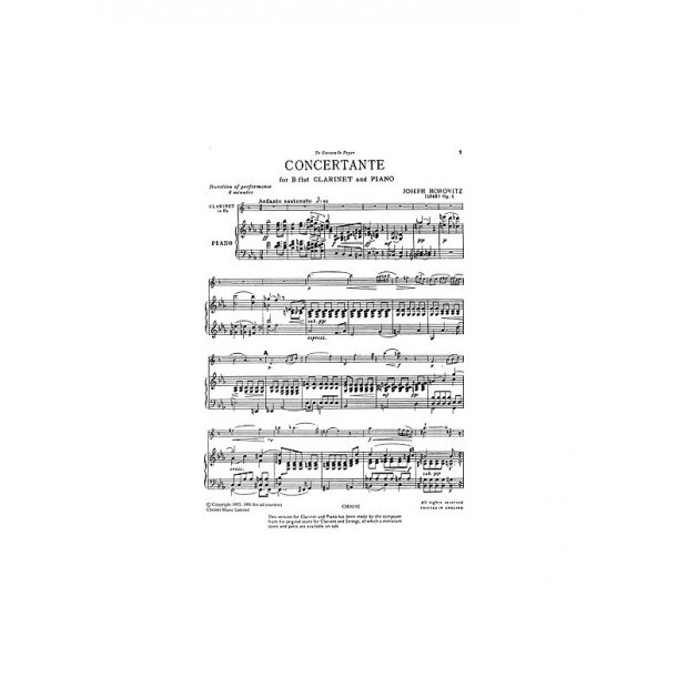 Joseph Horovitz: Concertante (Clarinet/Piano)