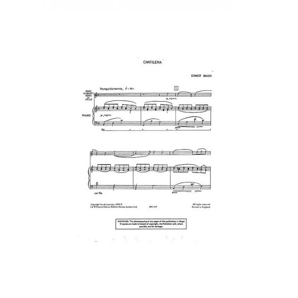 Ernest Baker: Cantilena For Clarinet And Piano