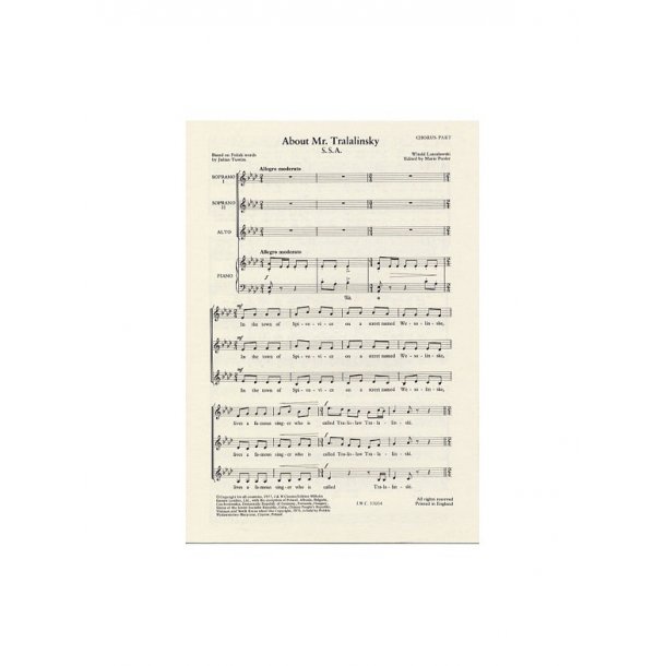 Witold Lutoslawski: About Mr Tralalinski Chorus Part