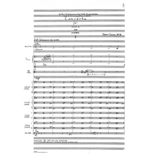 Robert Saxton: Viola Concerto (Full Score)