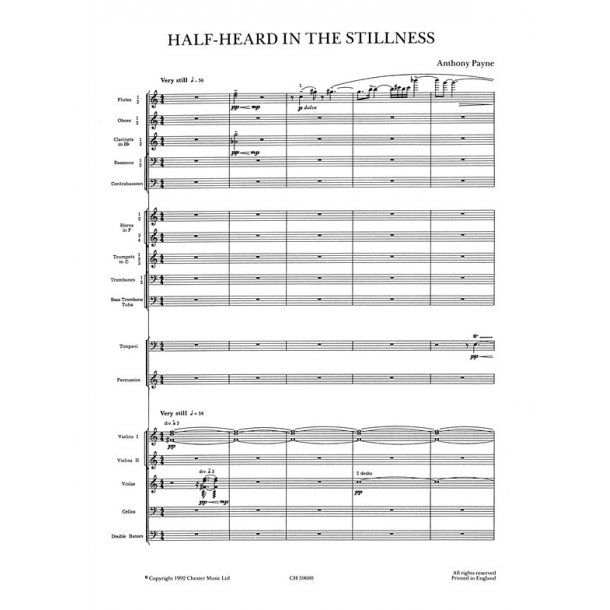 Anthony Payne: Half Heard In The Stillness for Orchestra (Study Score)