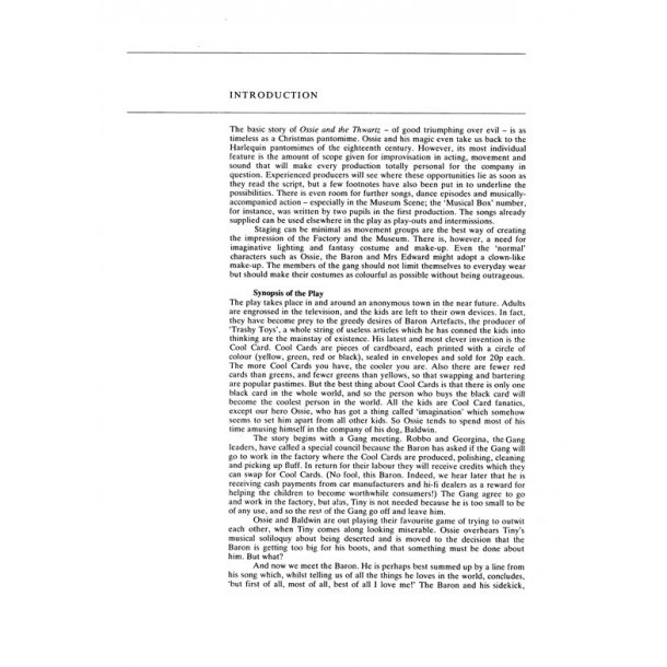 Ossie And The Thwartz Libretto/Melody Part