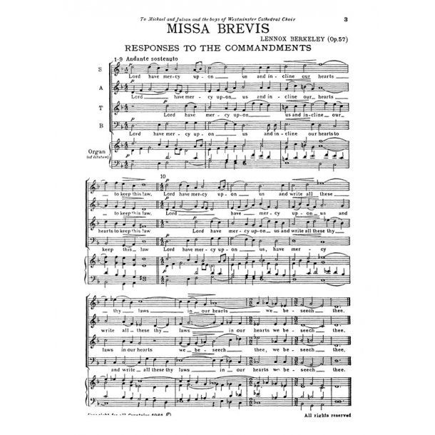 Lennox Berkeley: Missa Brevis Op. 57 (English Version)