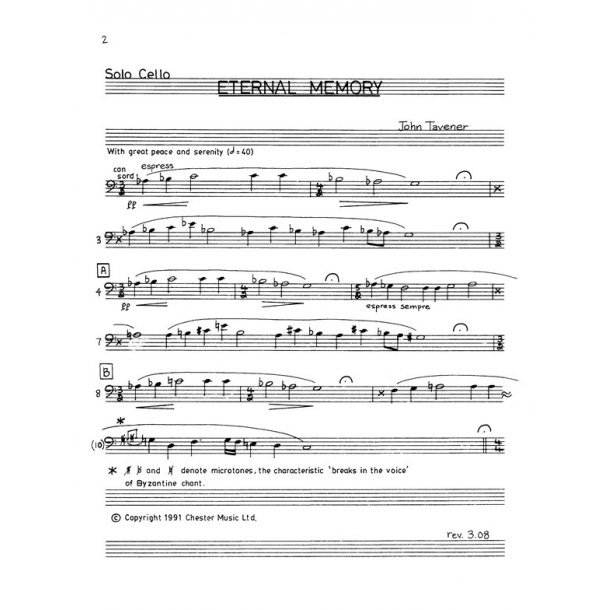 John Tavener: Eternal Memory (Solo Cello Part)