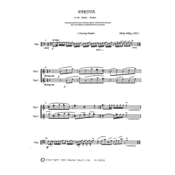 Philip Wilby: Partita For Brass Quintet (Parts)