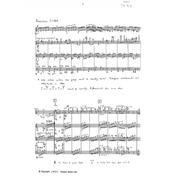 Benedict Mason: String Quartet No.2