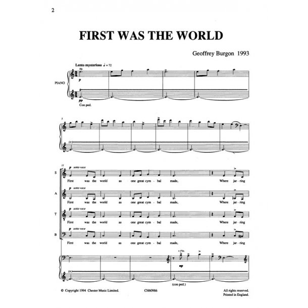 Burgon: First Was The World (Vocal Score)