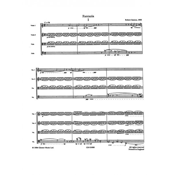Robert Saxton: Fantazia For String Quartet (Score And Parts)