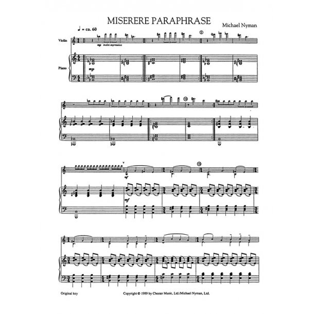 Michael Nyman: Miserere Paraphrase (Violin/Piano)