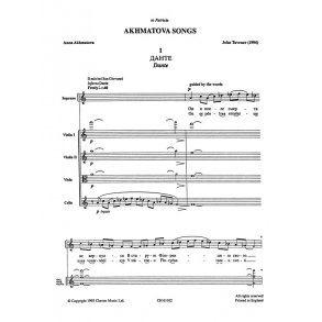 John Tavener: Akhmatova Songs (Score)