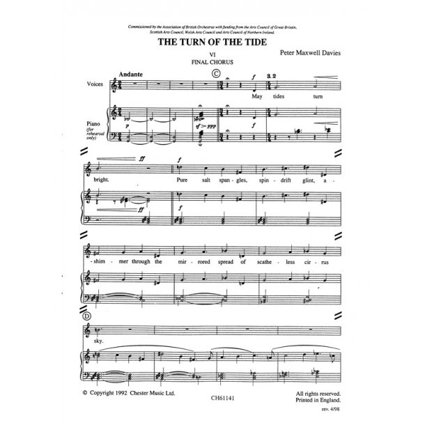 Peter Maxwell Davies: Turn Of The Tide, Final Chorus (Chorus Part)