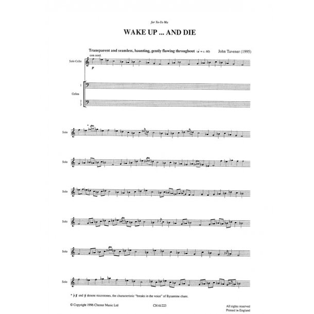 John Tavener: Wake Up And Die (Score and Parts)