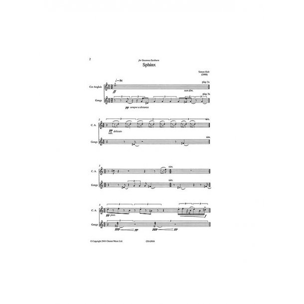 Holt: Sphinx for Cor Anglais and Gongs (Performing Score)