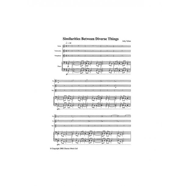 Joby Talbot: Similarities Between Diverse Things (Score And Parts)
