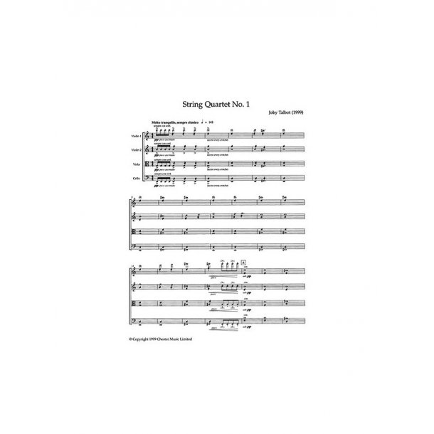 Joby Talbot: String Quartet No.1 (Score And Parts)