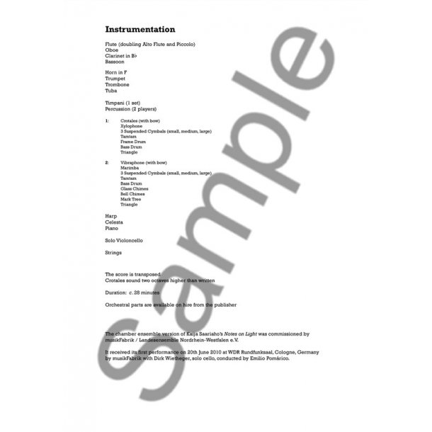 Kaija Saariaho: Notes On Light