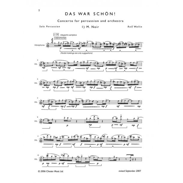 Rolf Wallin: Das War Sch&ouml;n! (Percussion Solo)
