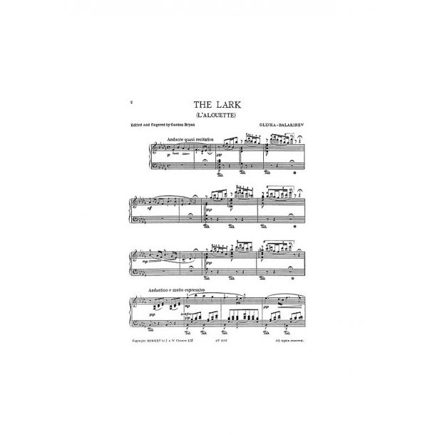 Balakirev/Glinka  The Lark  Pf