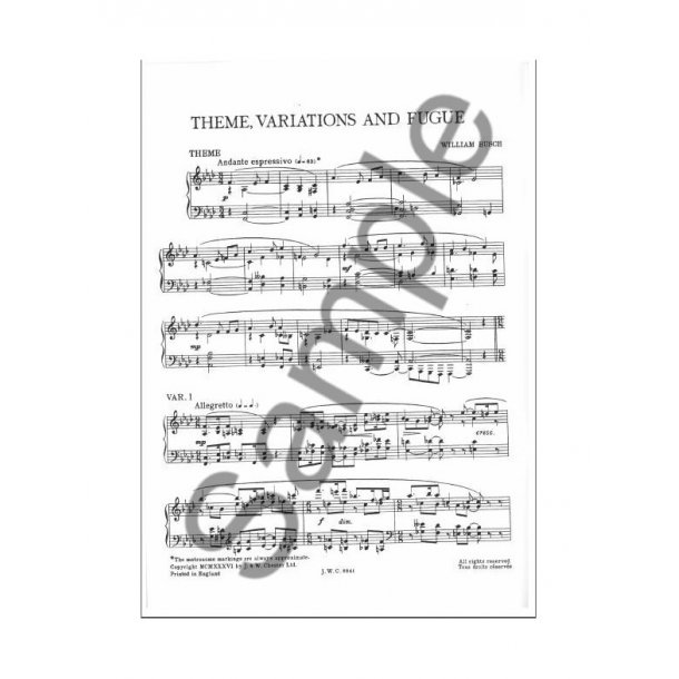 Busch, W Theme, Variations And Fugue Piano