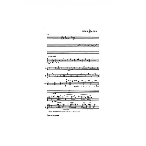 Michael Nyman: The Piano Sings (Parts) Soprano Saxophone And String Quartet
