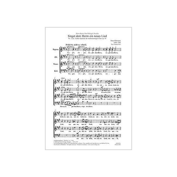 Singet dem Herrn ein neues Lied : Op. 45,2