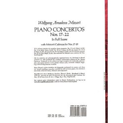 W.A. Mozart: Piano Concertos Nos.17-22 (Full Score)