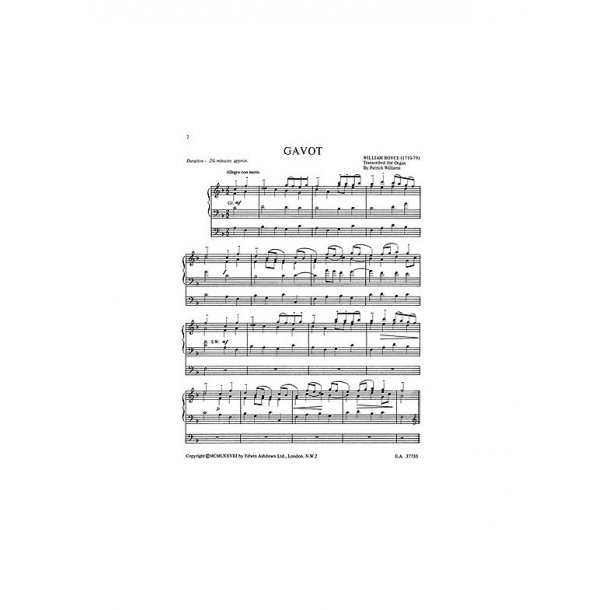 William Boyce: Gavot From Symphony No. 4 (Organ)