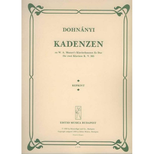 Kadenzen zu Mozart's Klavierkonzert Es-Dur, K. 365