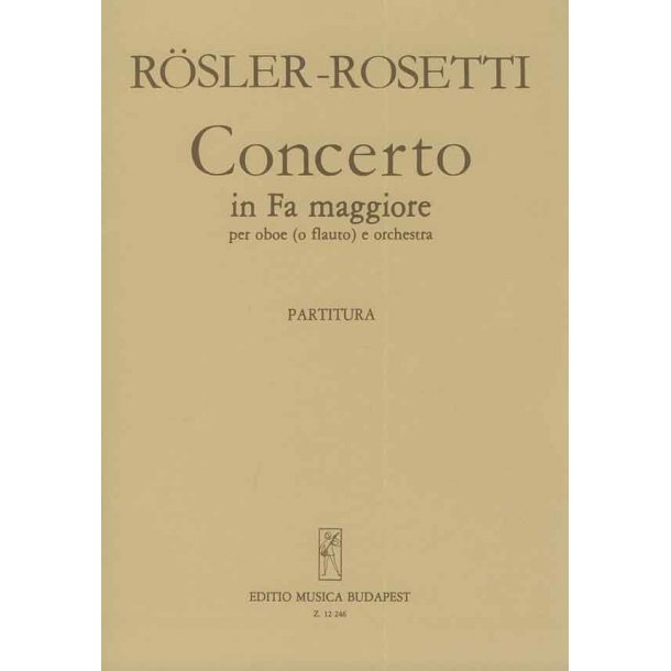 Concerto In Fa Maggiore Per Oboe (O Flauto) E Or