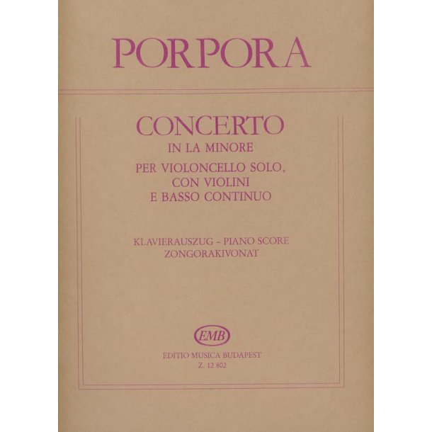 Concerto in la minore : per violoncello solo, con violini e basso continuo