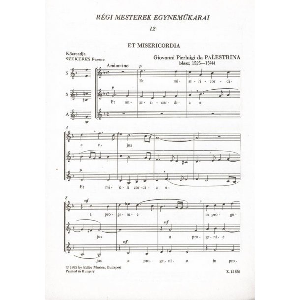 R&eacute;gi mesterek egynem&uuml;karai V12 : Upper Voices Collection