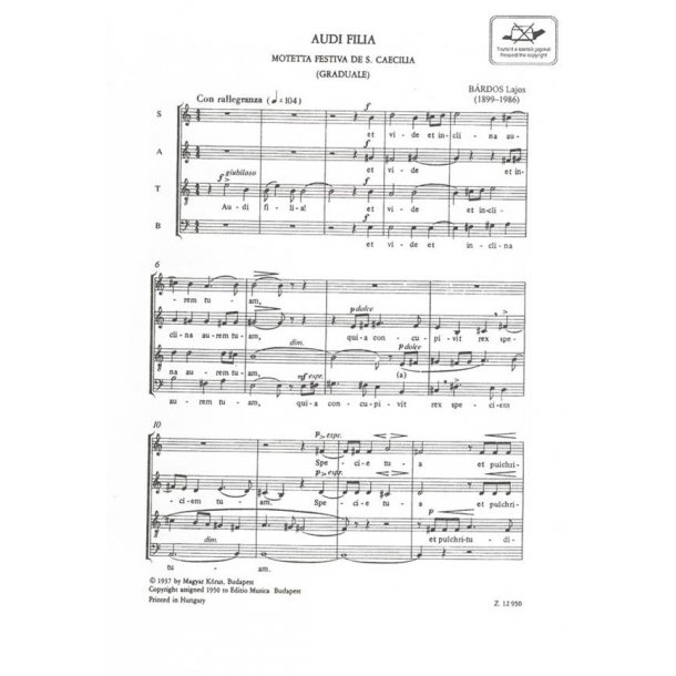 Audi Filia Motetta Festiva De S. Caecilia (Gradu