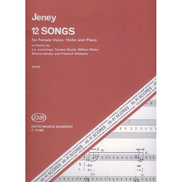 12 Lieder f&uuml;r Frauenstimme, violin and piano nac : nach Gedichten von E. E. Cummings, D. Tandori, W. Blake, S. We&ouml;res und F. H&ouml;lderlin