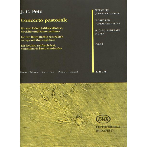 Concerto Pastorale : F&uuml;r zwei Fl&ouml;ten (Altblockfl&ouml;ten), Streicher und Basso continuo