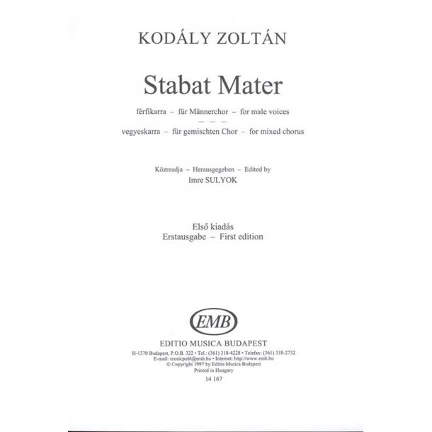 Stabat Mater f&uuml;r Mannerchor - f&uuml;r gemischten Cho : f&uuml;r Mannerchor - f&uuml;r gemischten Chor