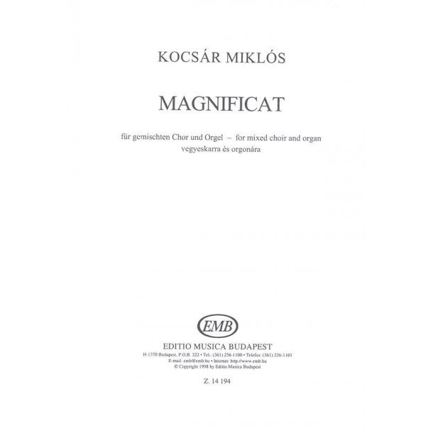Magnificat f&uuml;r gemischten Chor und Orgel : f&uuml;r gemischten Chor und Orgel