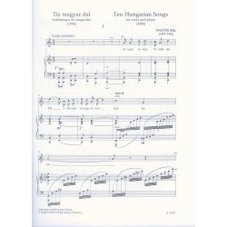 Ten Hungarian Songs for voice and piano (1906)