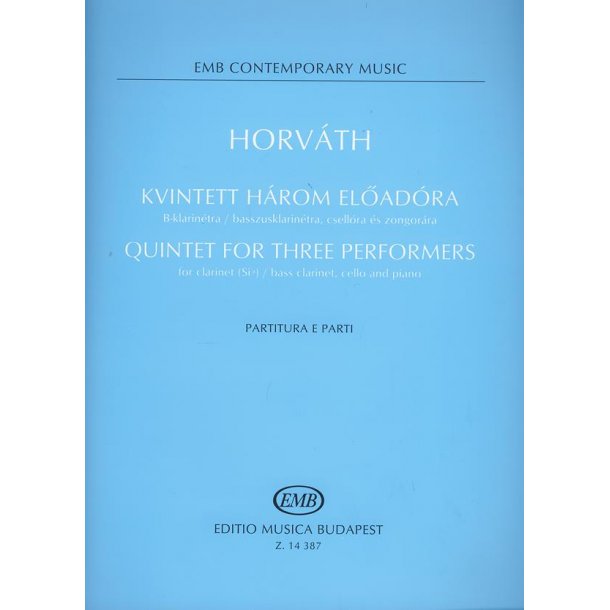 Quintet for three performers for clarinet (Sib) : for clarinet (Sib) - bass clarinet, cello and piano. Part. U. Sti.