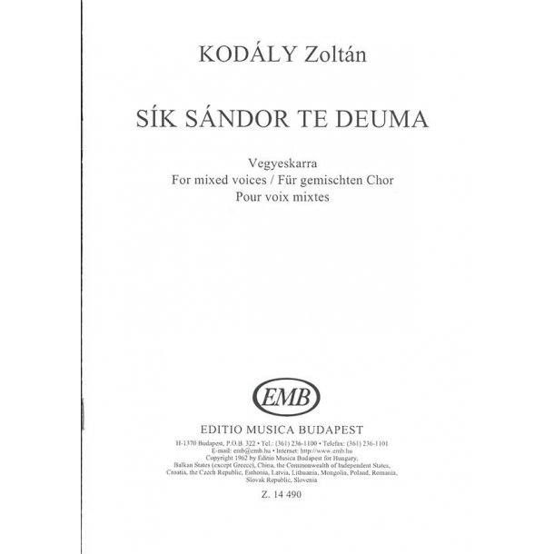 S&iacute;k Sandor te Deuma f&uuml;r gemischten Chor : f&uuml;r gemischten Chor. Chorstimmen