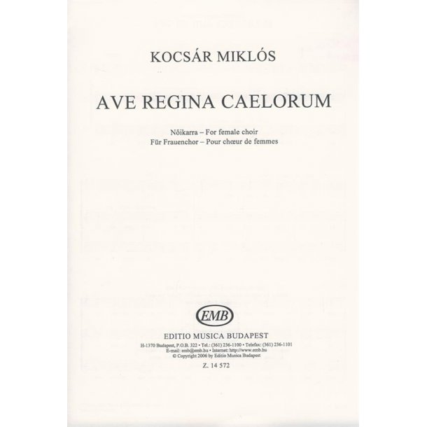 Ave Regina caelorum for female choir